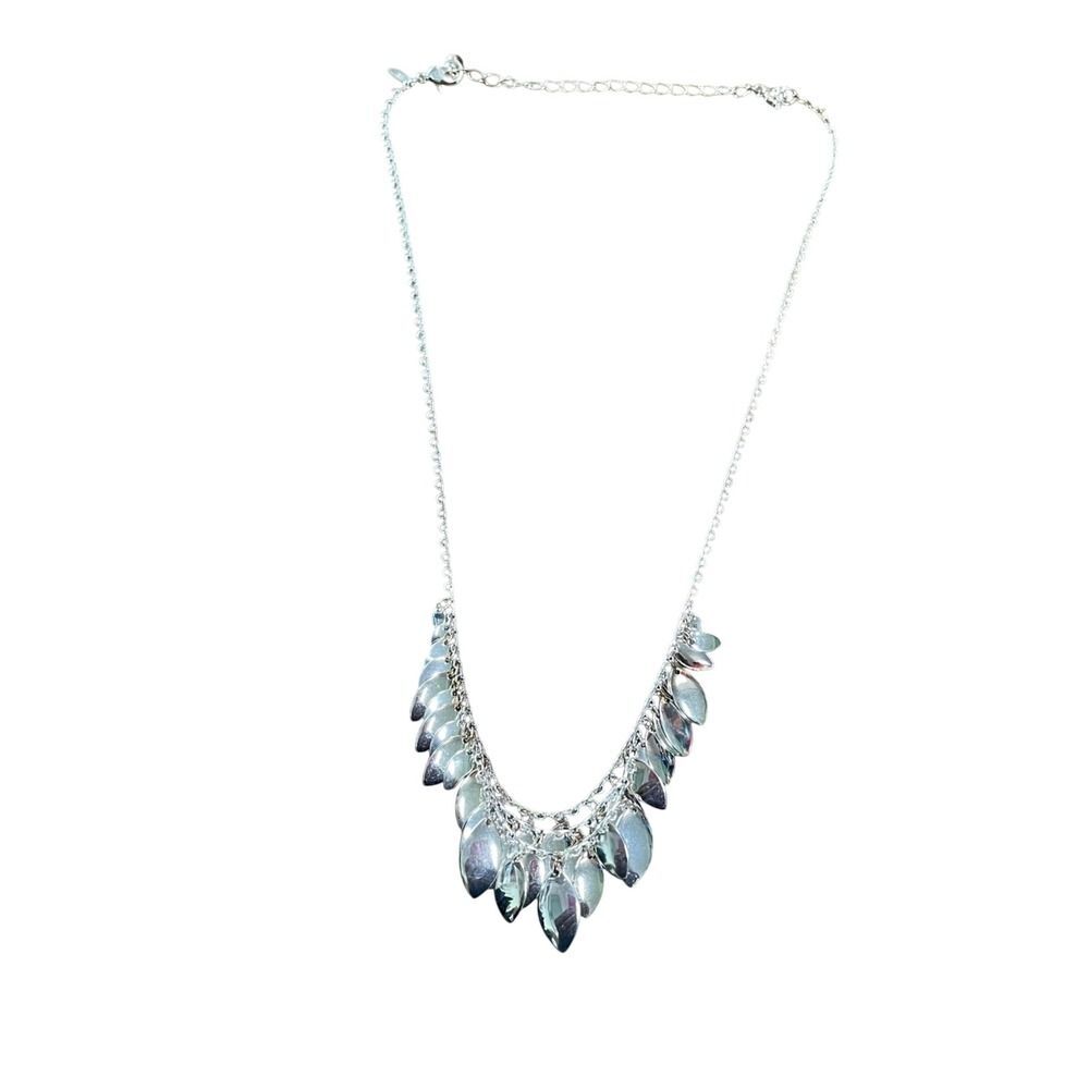 Avon Silver Tone‎ Multi Marquise Shaped Disk Dangle Statement Necklace